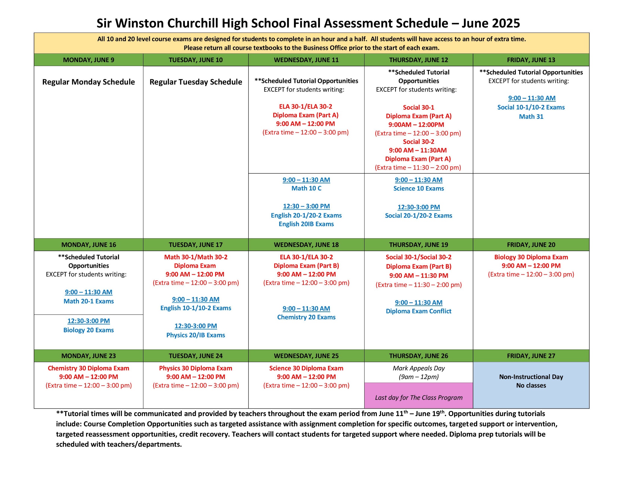 June 2025 Final Exam Schedule FINAL 002 