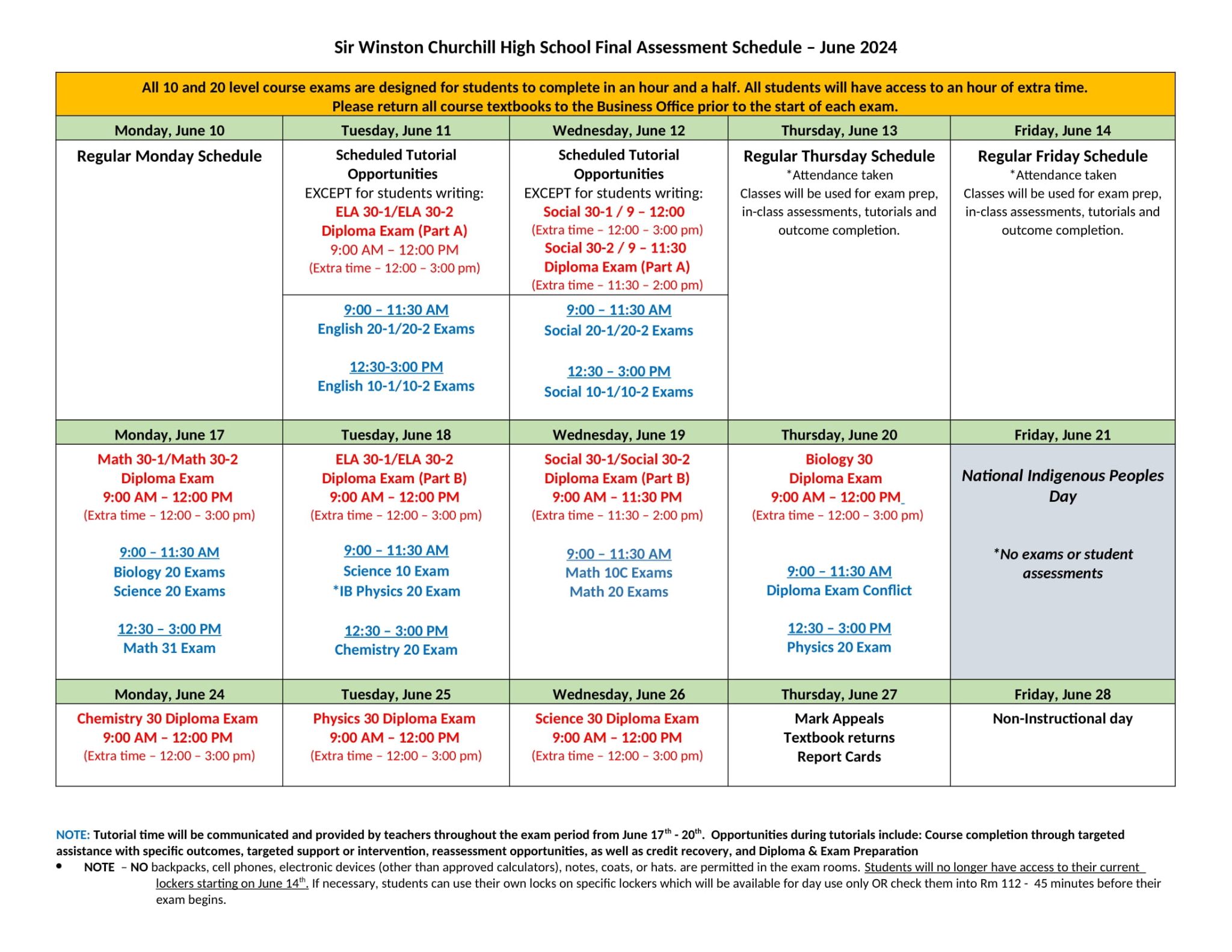 June 2024 Final Exam Schedule FINAL 1